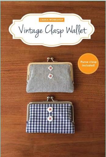Vintage clasp wallet set: gray striped and blue checkered small clutch purses