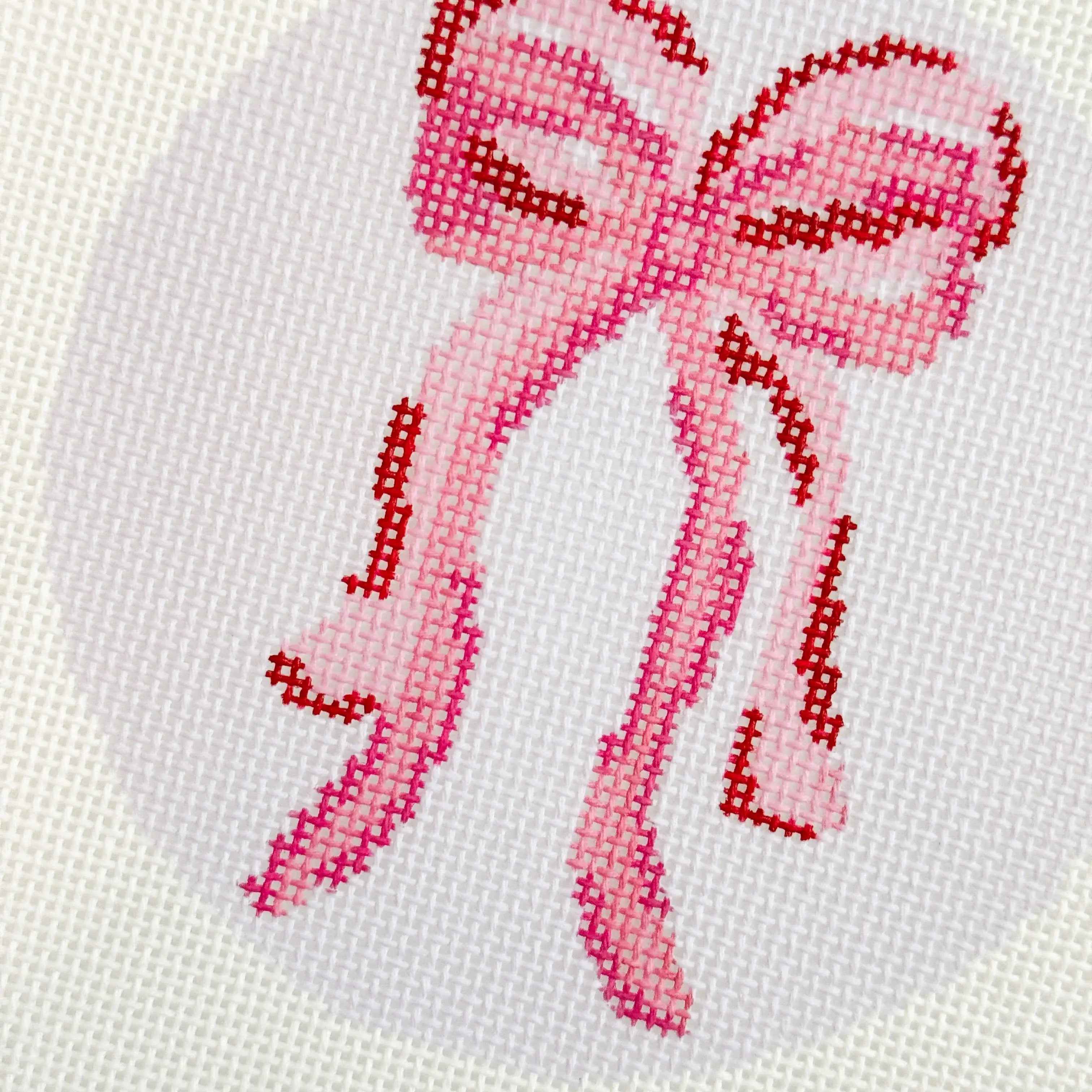 Coquette Bows Needlepoint Canvas Hand Painted, 18 Mesh 4"