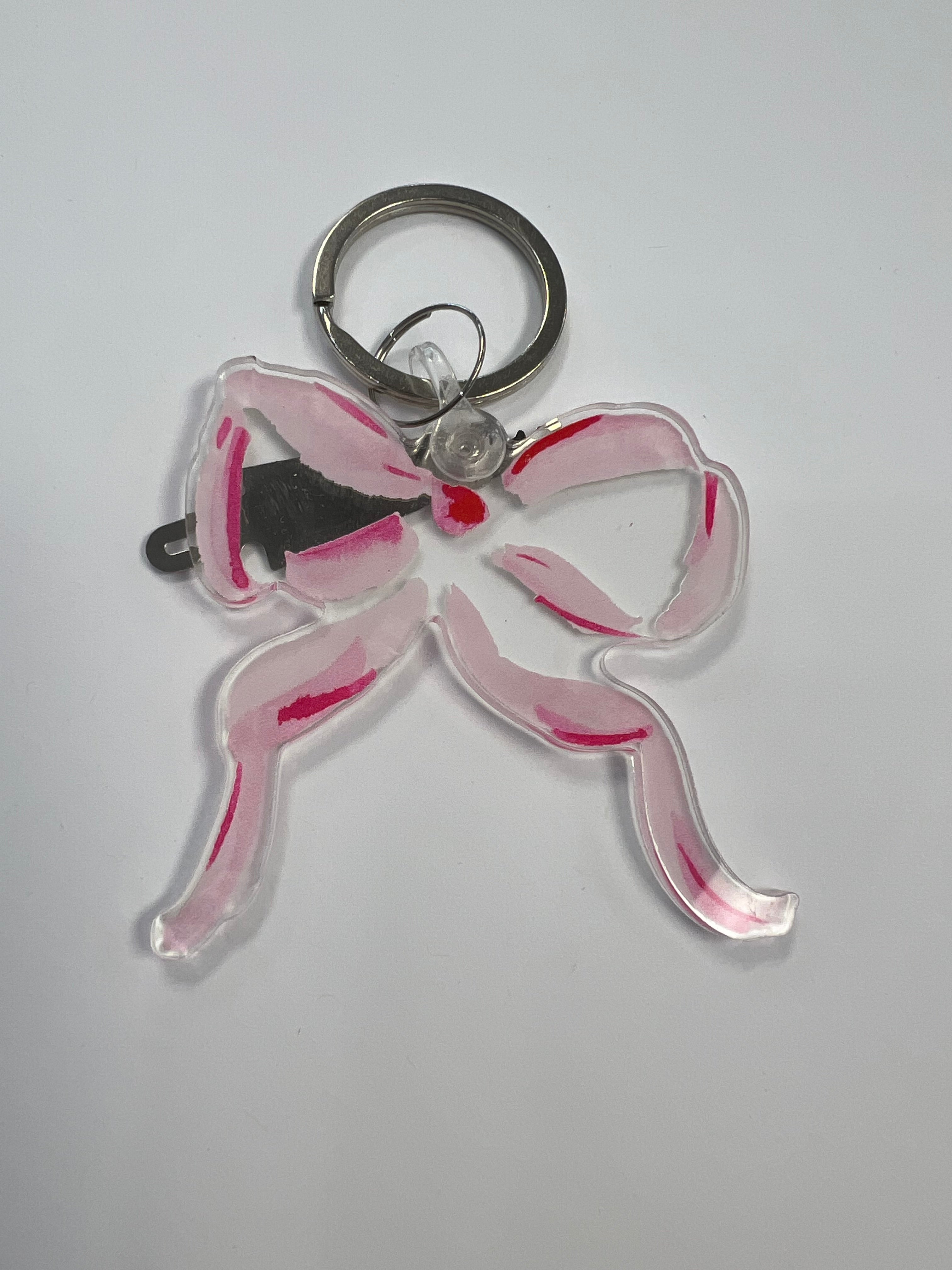 Pink Bow needle threader / keychain
