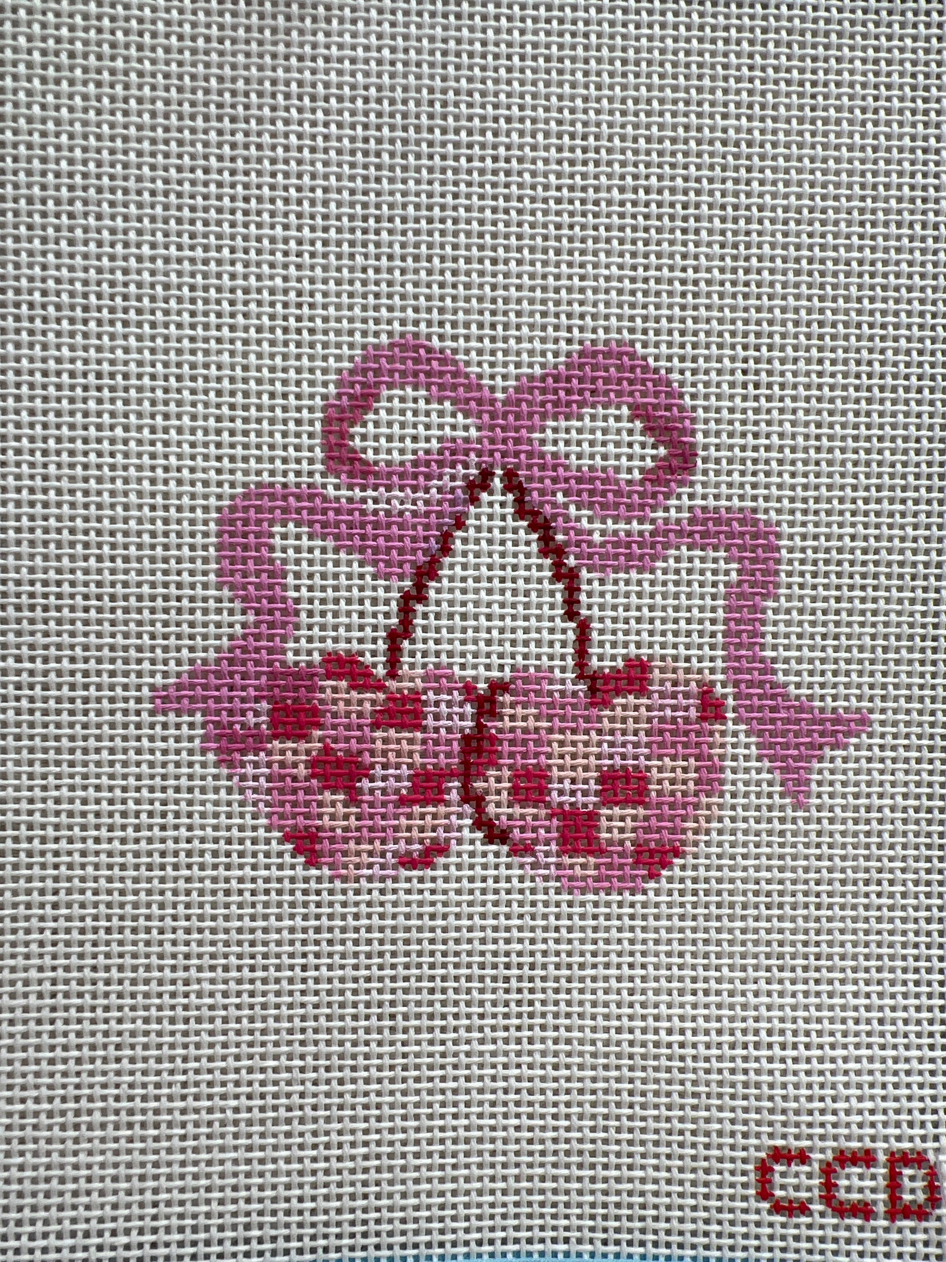 Disco Cherries Coquette Needlepoint Canvas, 18 mesh, 3”