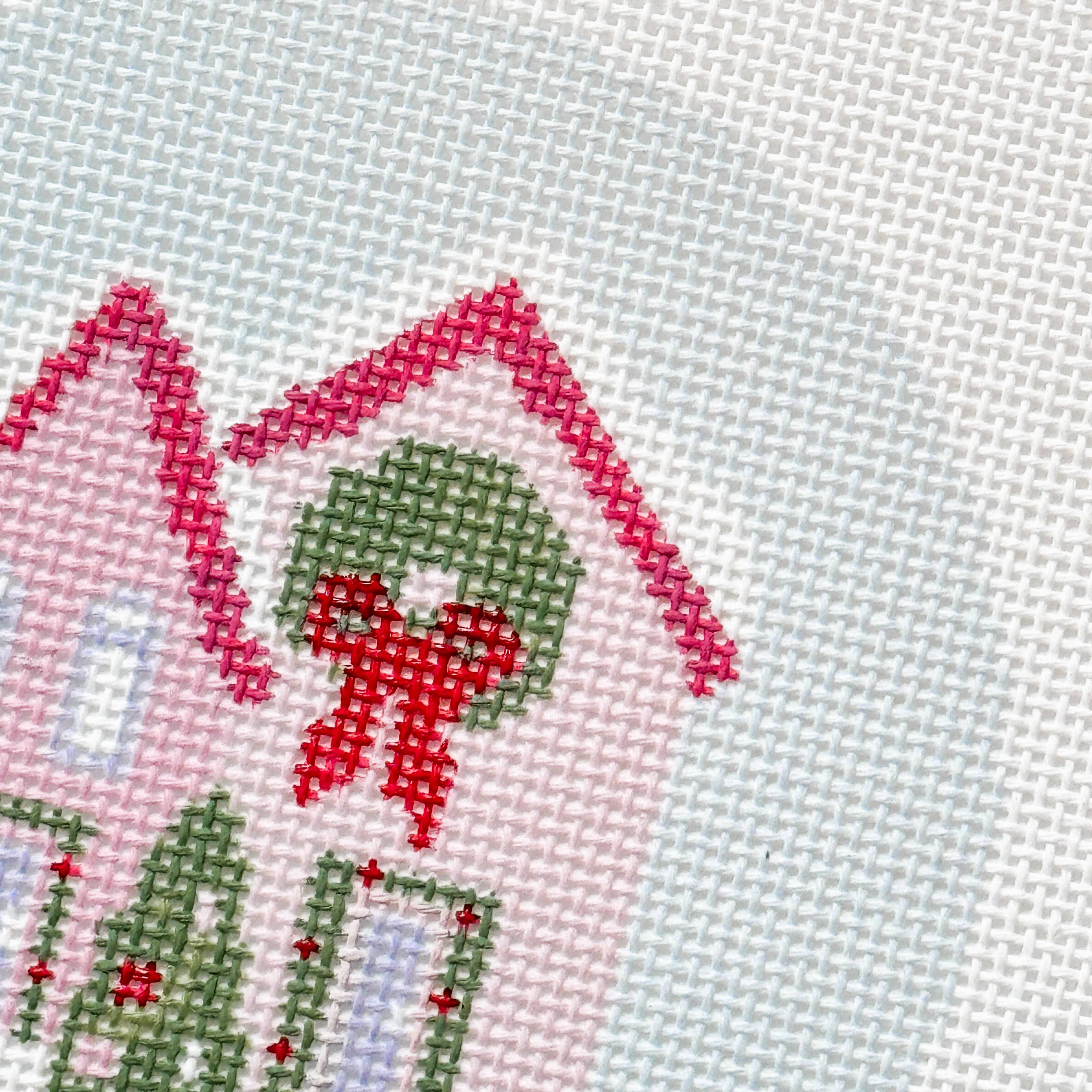Christmas Houses Ornament Needlepoint Canvas 18 Mesh 4”
