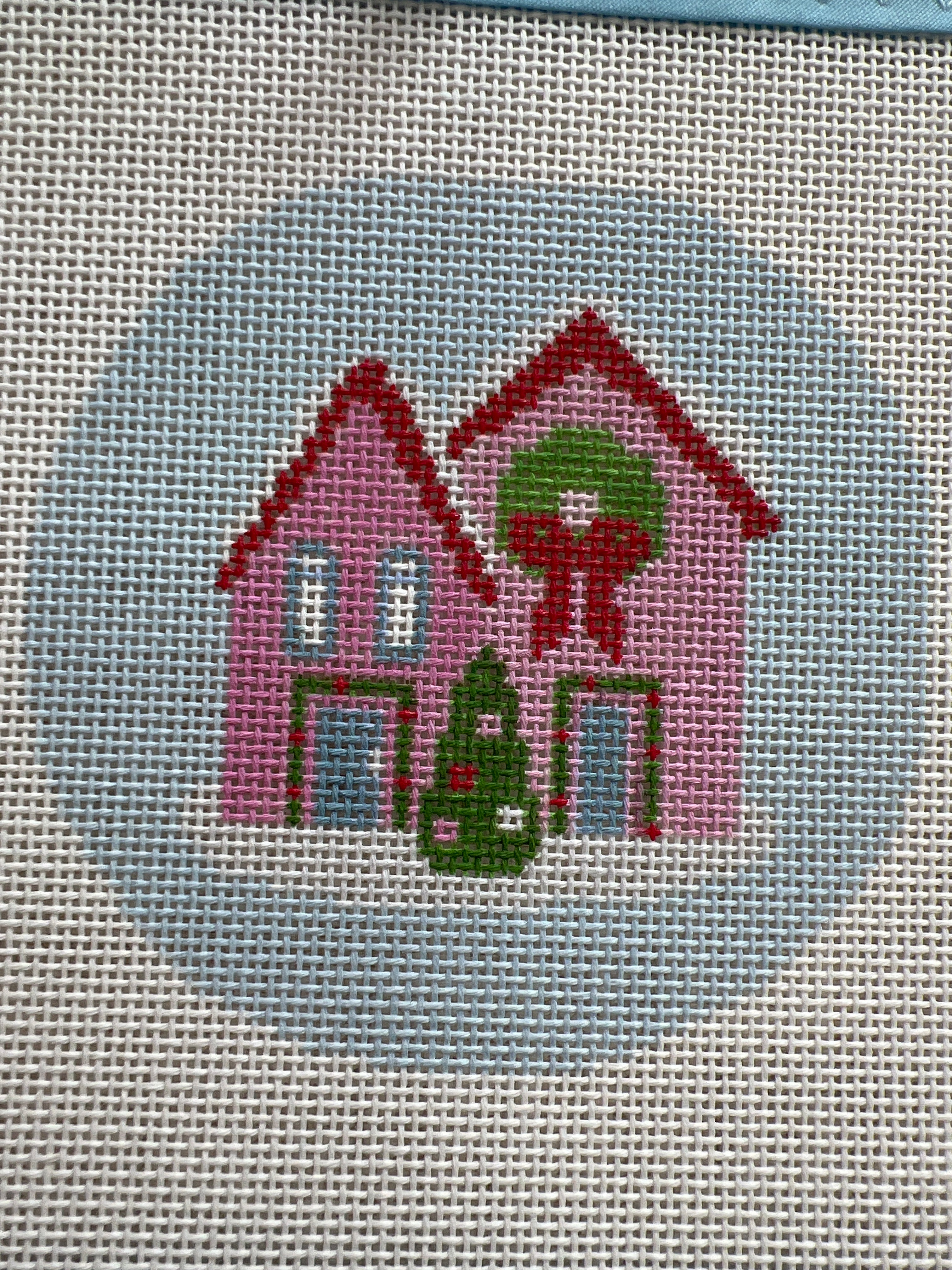 Christmas Houses Ornament Needlepoint Canvas 18 Mesh 4”