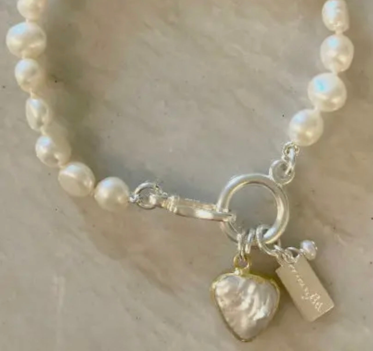 Pearl Bracelet with Mother of Pearl Heart