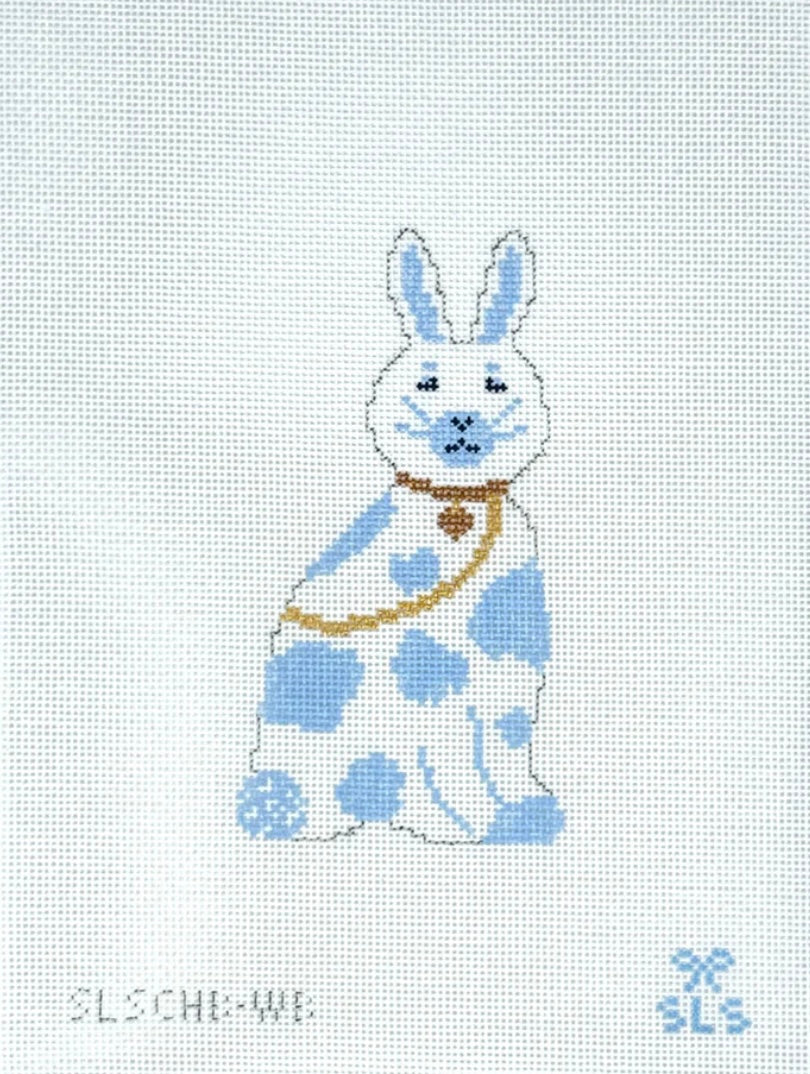 Chinoiserie Bunny blue spots on white