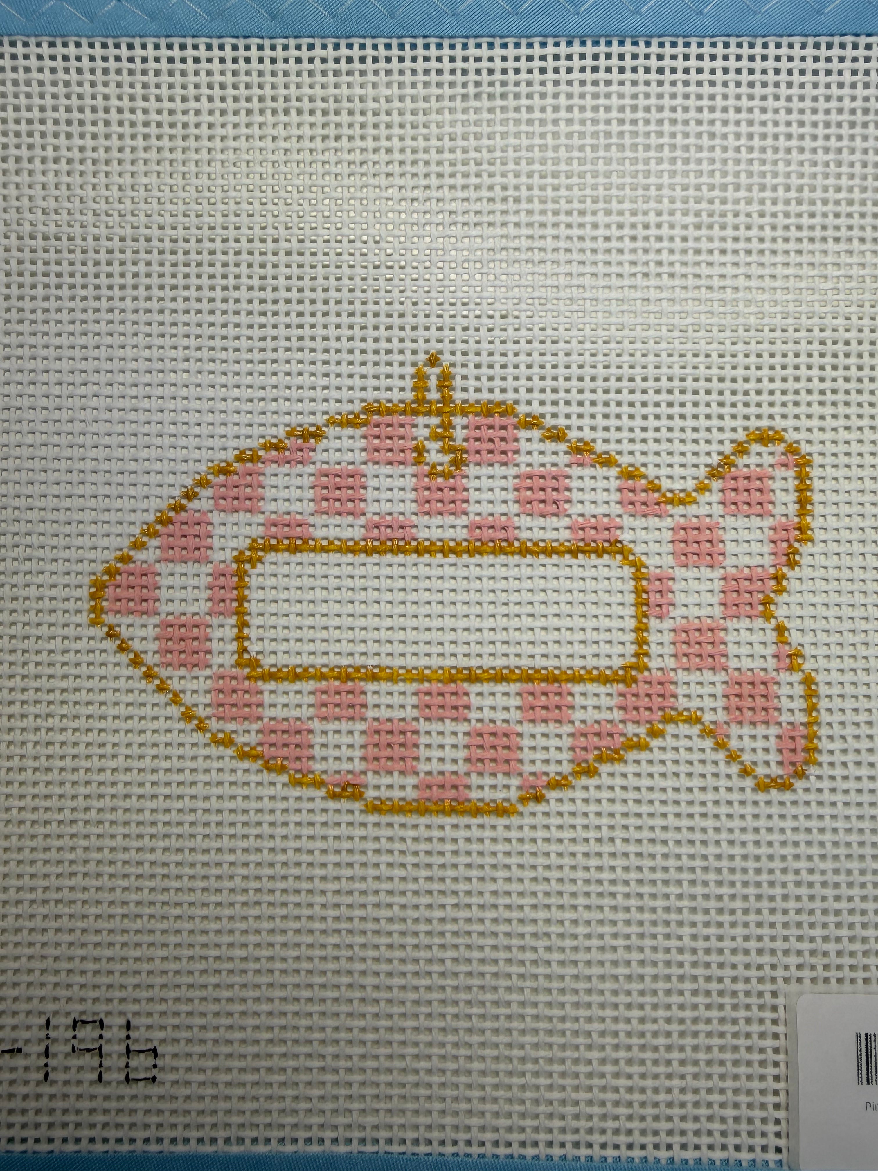 Pink Check Cat Tag Canvas