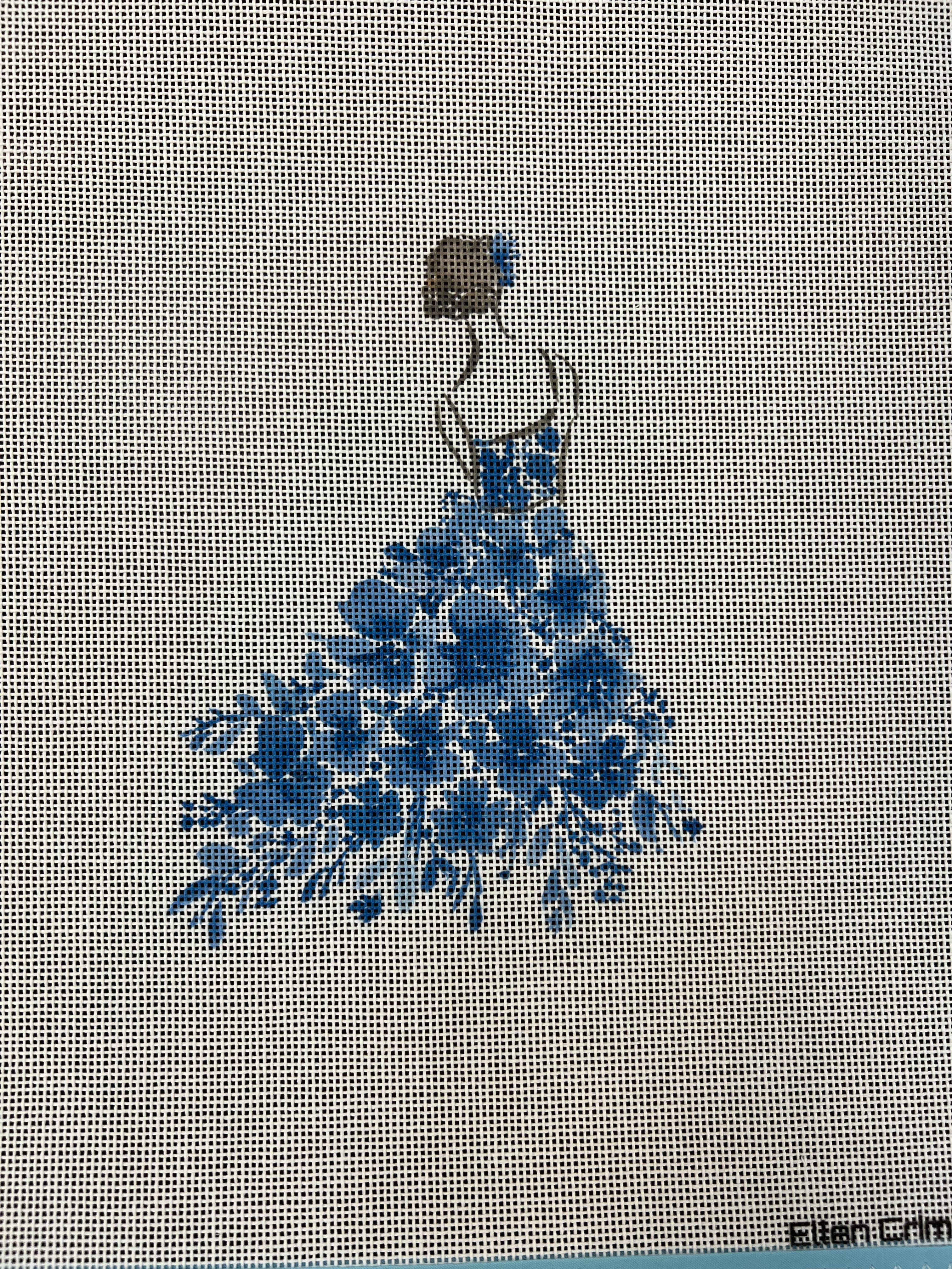 Lady w/Blue Flowers