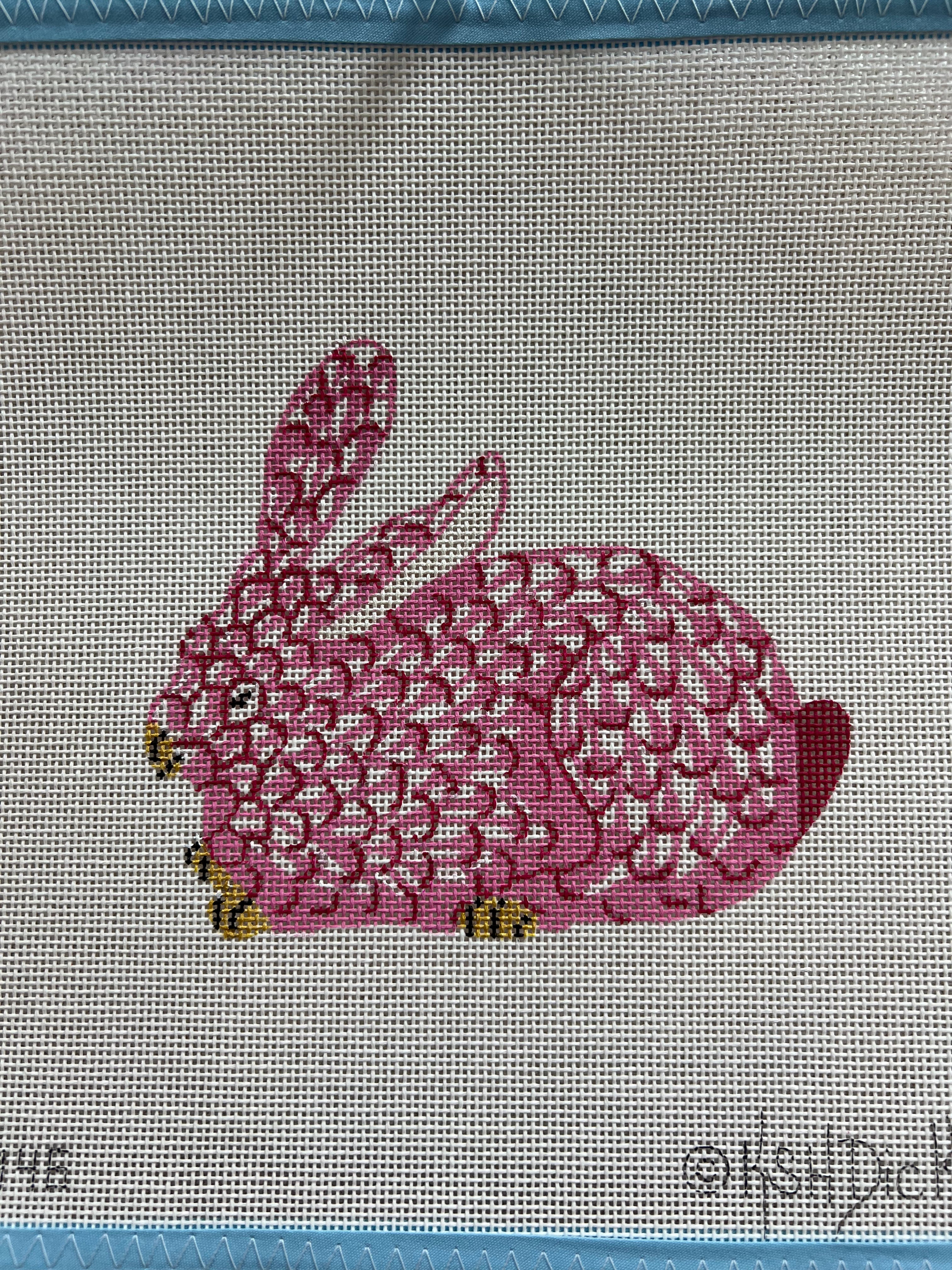 Crouching Bunny  Pink & Gold