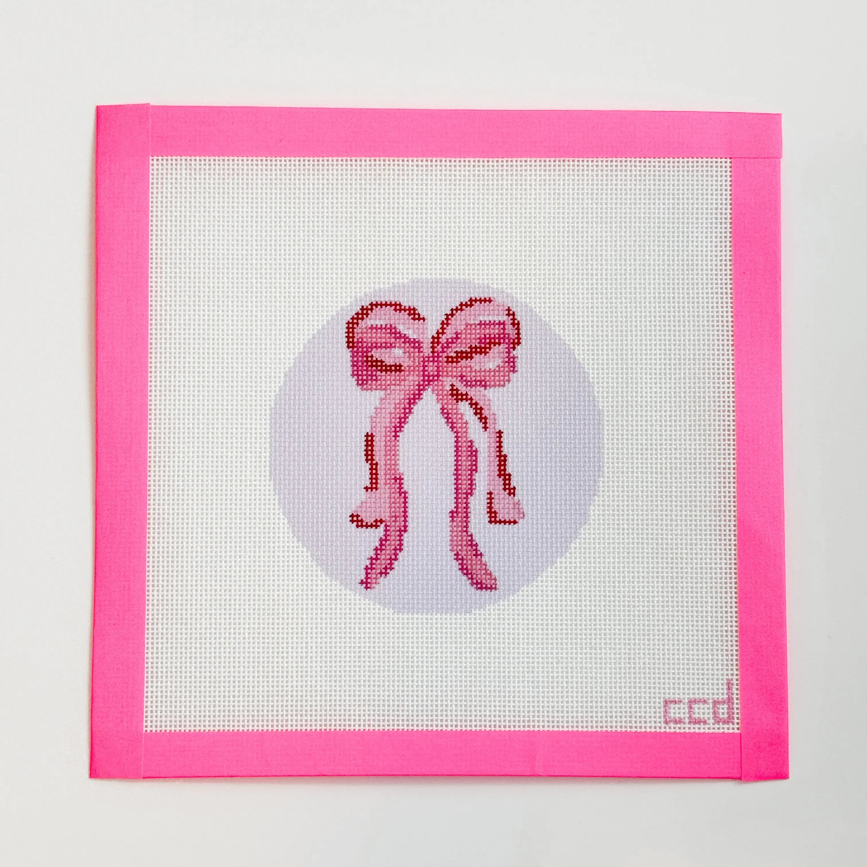 Coquette Bows Needlepoint Canvas Hand Painted, 18 Mesh 4"
