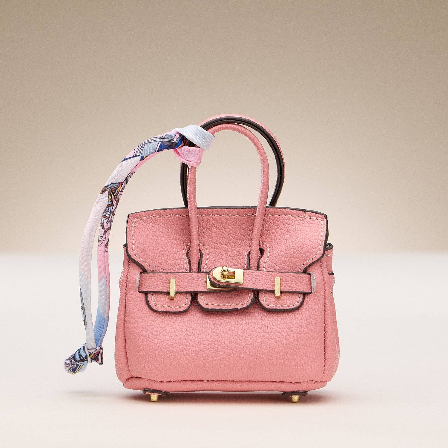 Mini Faux Leather Bag Charms with Scarf Detail
