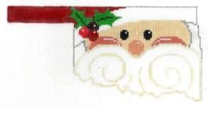 Oklahoma-shaped Santa face decoration with red hat, green holly, and white beard
