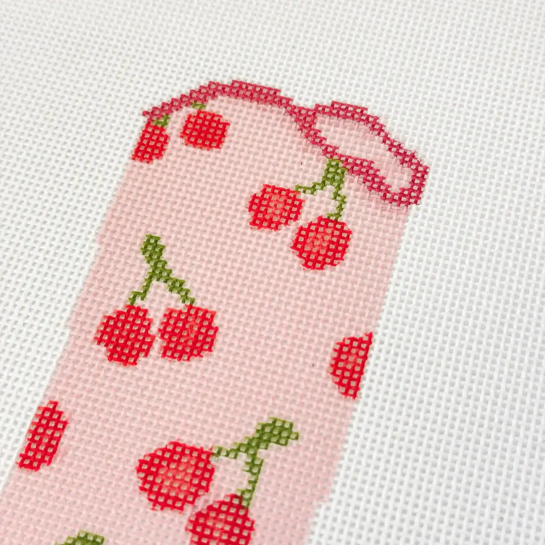 Hand-Painted Cherry Cowgirl Boot Needlepoint Canvas 6"