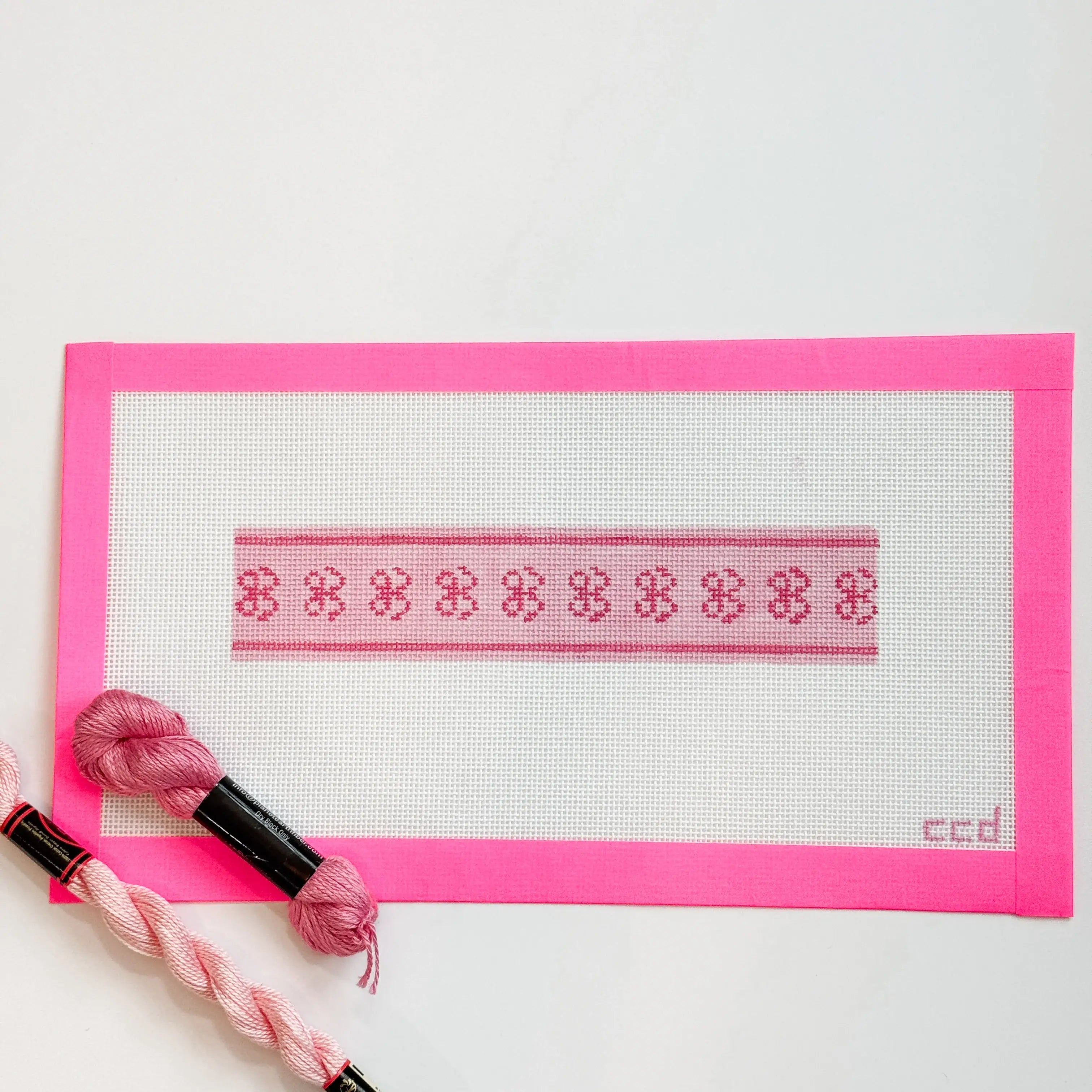 Bow Coquette Key Fob Keychain Needlepoint Canvas 18 Mesh 7”