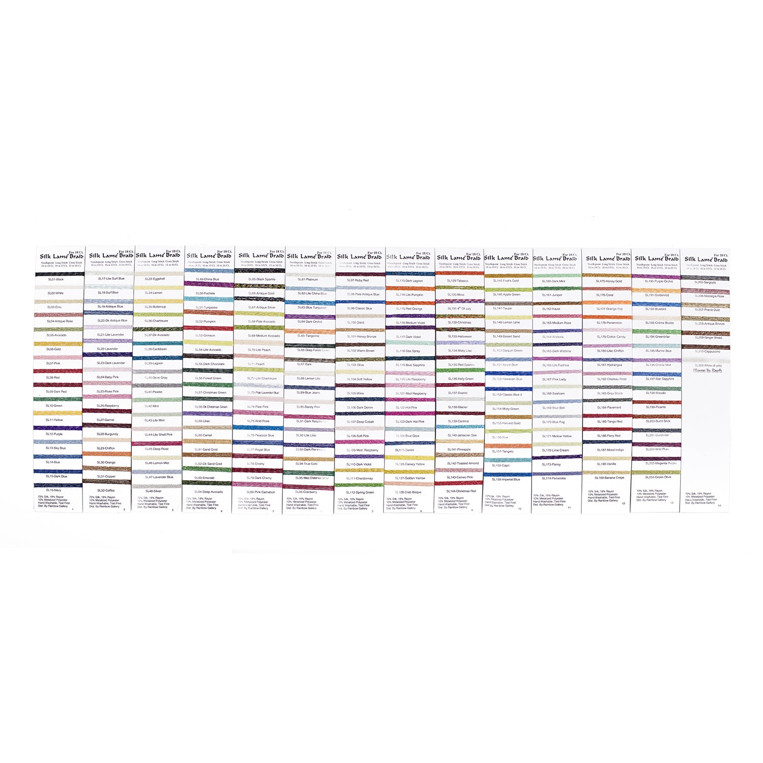 Silk Lame` Braid 18 SL100 - SL199