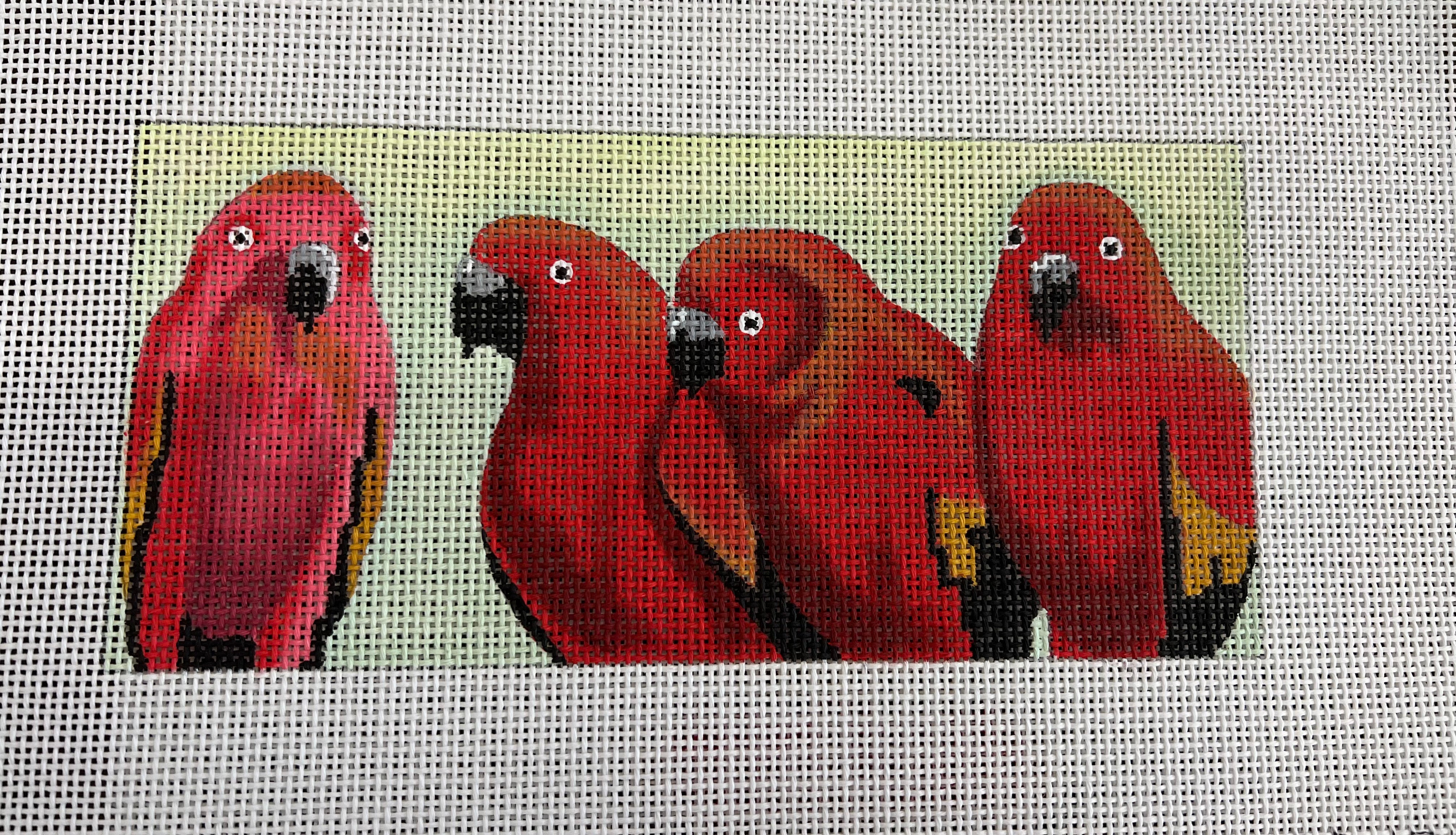 4 Red Parrots