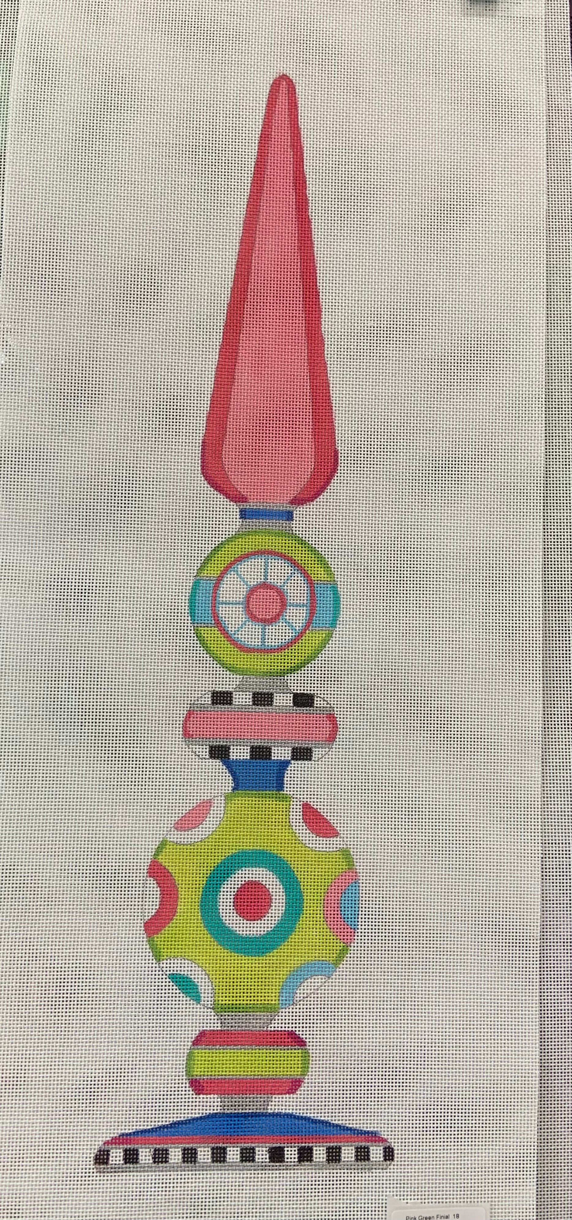 Pink & Green Finial 18in