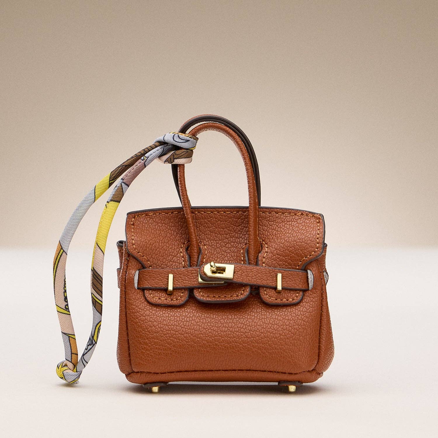 Mini Faux Leather Bag Charms with Scarf Detail