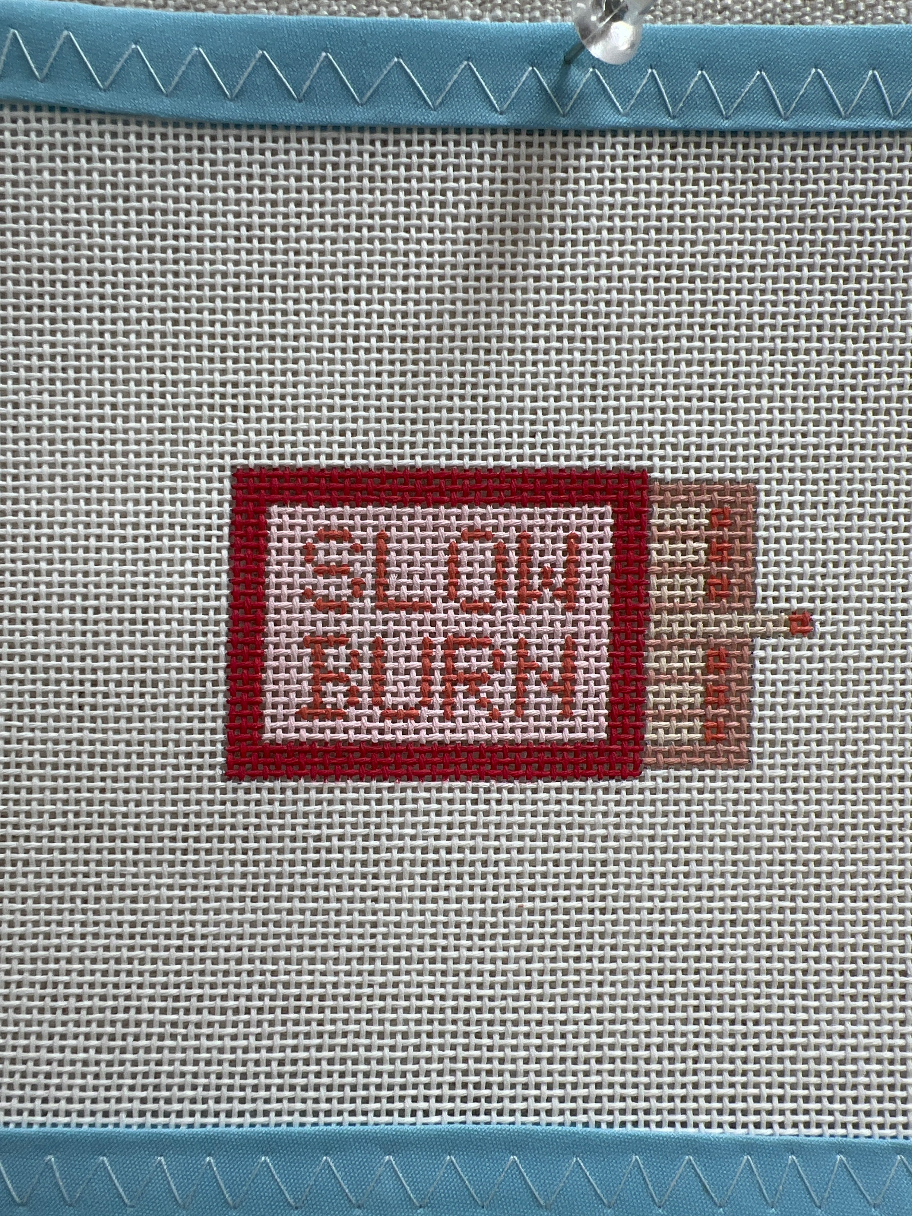 Hand Painted Slow Burn Matches 4” Needlepoint Canvas 13 Mesh