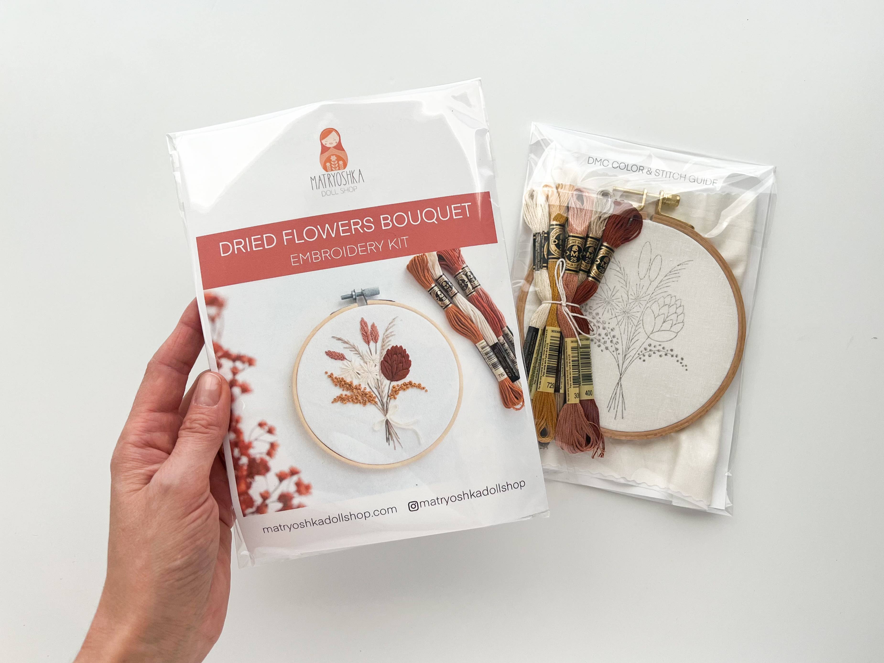 Flowers Bouquet Embroidery Kit, beginner embroidery diy kit