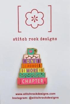 Stitch Rock needle minder: stacked books charm on card