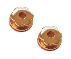 Flower magnet snap fasteners in brown, two-piece design with circular metal centers
