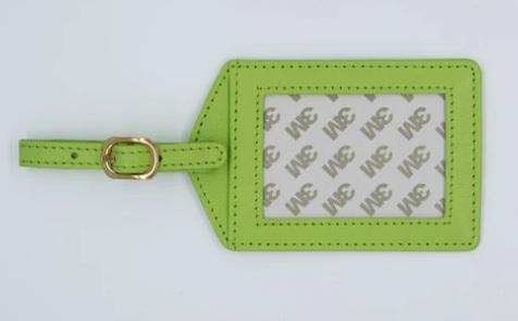 Leather Luggage Tag - Lime