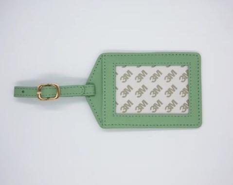 Leather Luggage Tag - Smokey Green