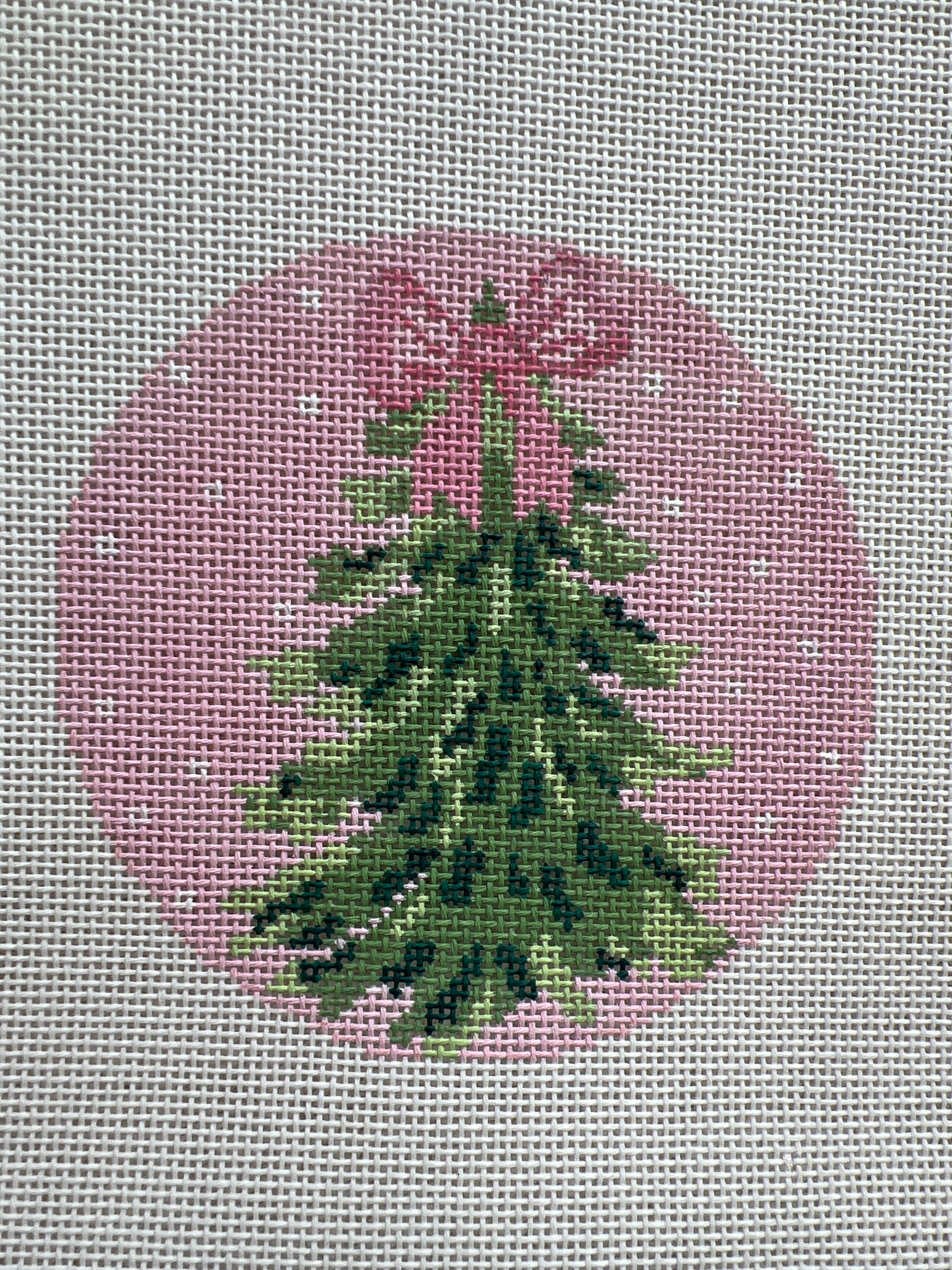 Bow Christmas Tree Needlepoint Ornament Canvase