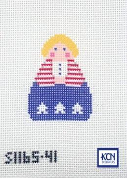 Red, white and blue angel ornament with stars, stripes, and anchor design