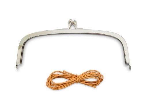 Metal extra clasp frame with small bow of orange cord
