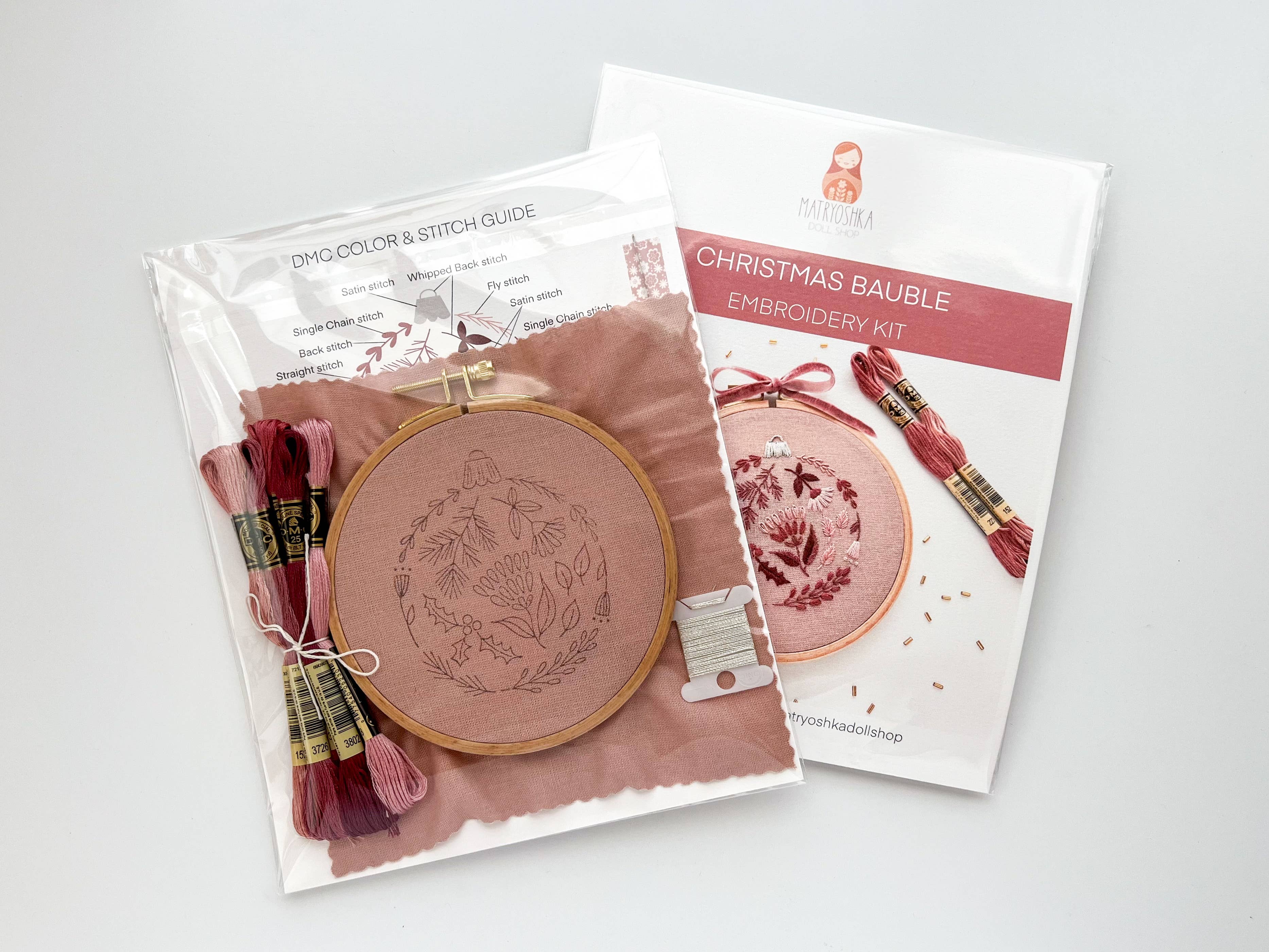 Christmas Bauble Embroidery Kit, Tree Ornament Craft Kit DIY