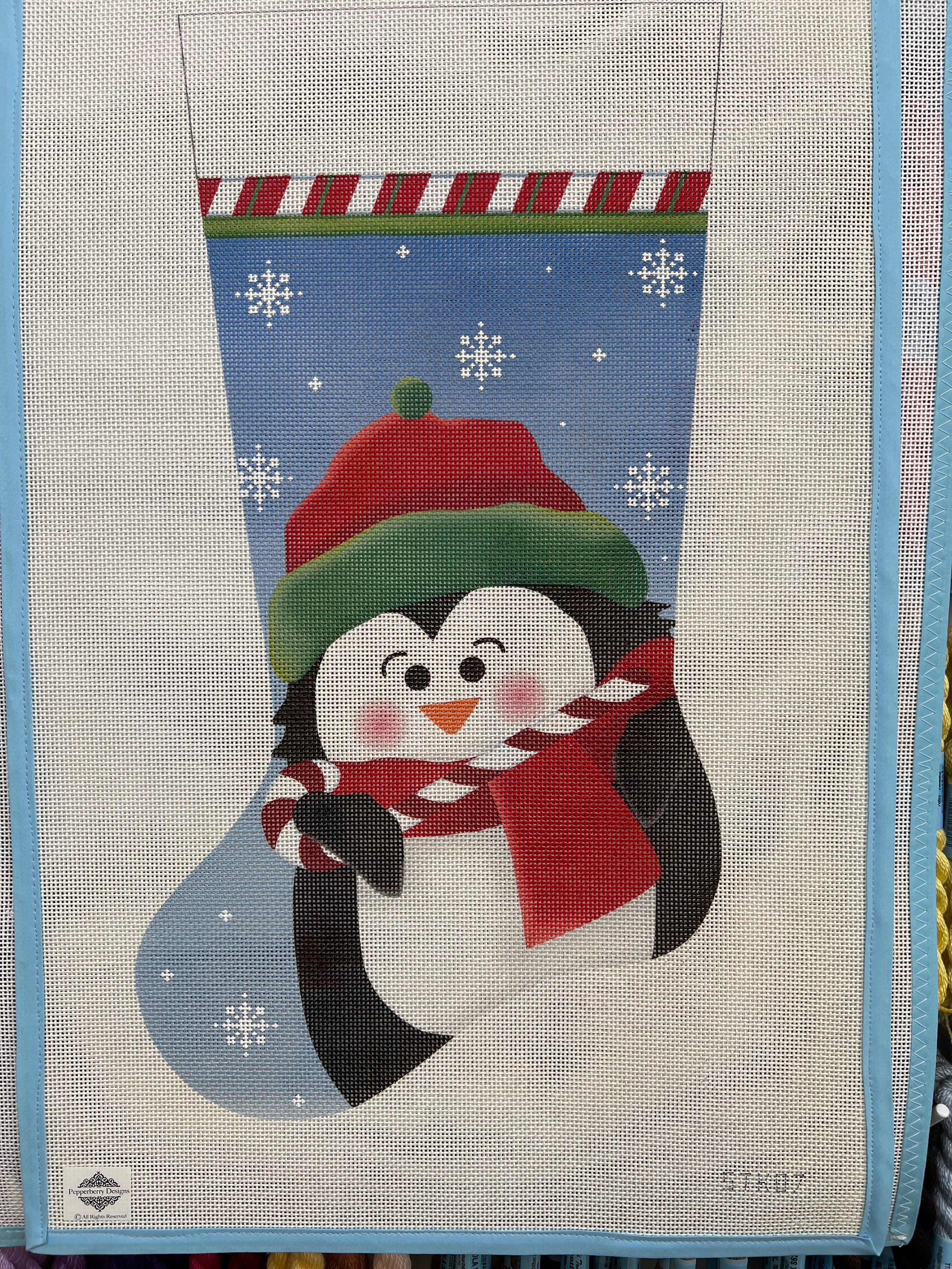 Candy Cane Penguin Stocking