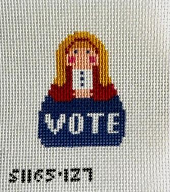 Embroidered angel patch with yellow hair and blue robe