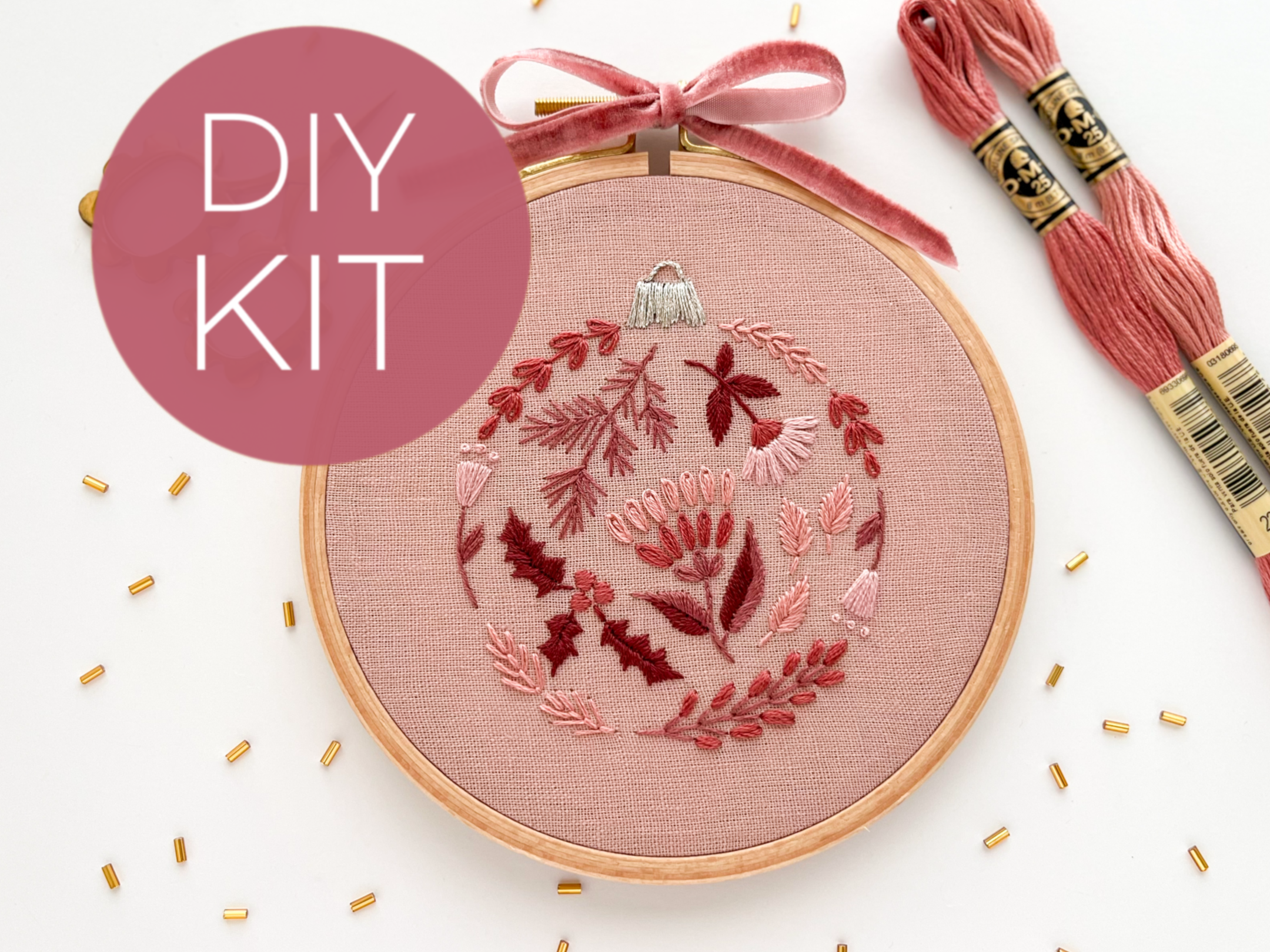 Christmas Bauble Embroidery Kit, Tree Ornament Craft Kit DIY