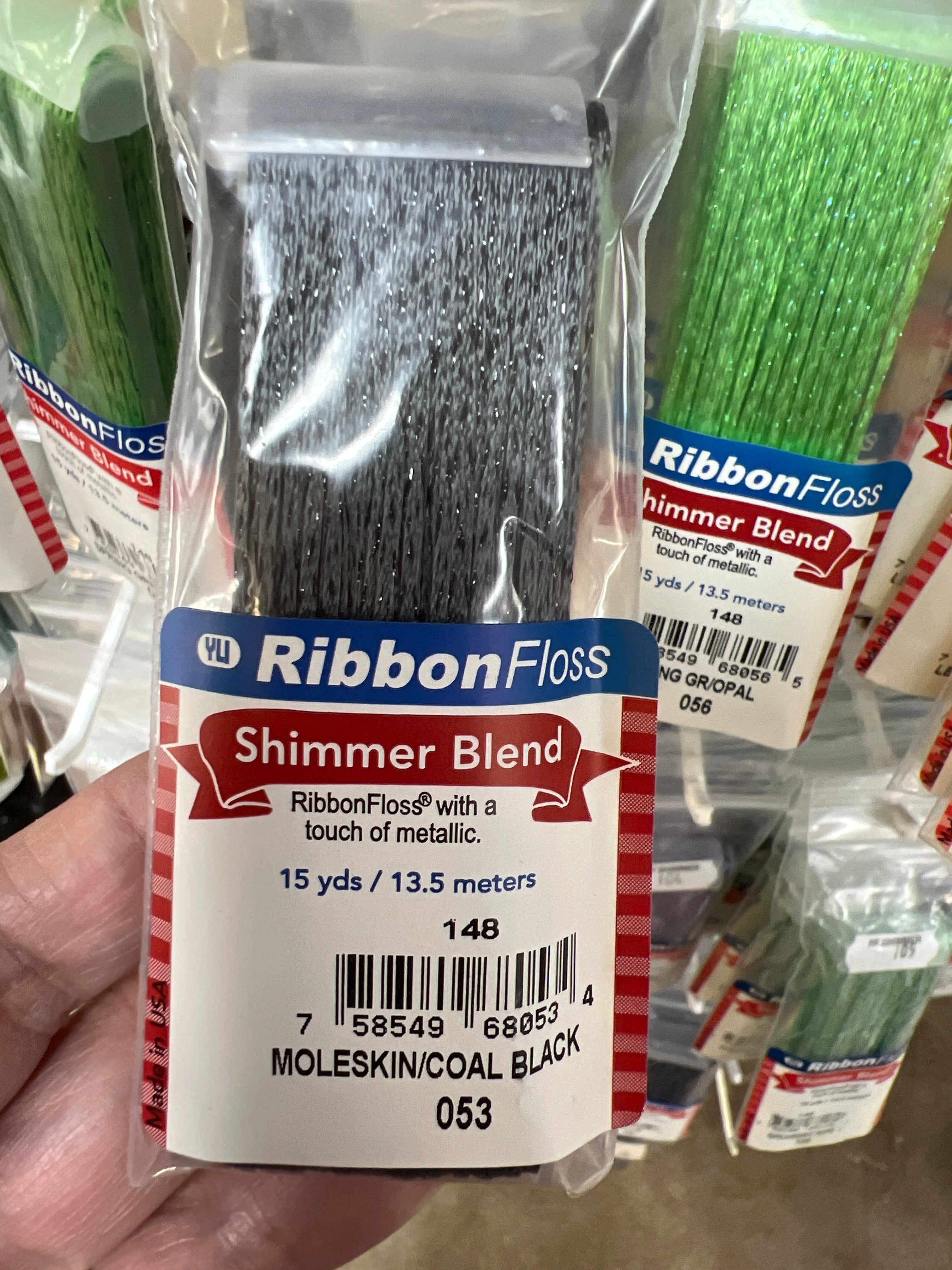 Ribbon Floss Shimmer 148-053 Moleskin / Coal Black