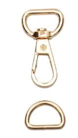 Rose gold swivel hook and D-ring hardware