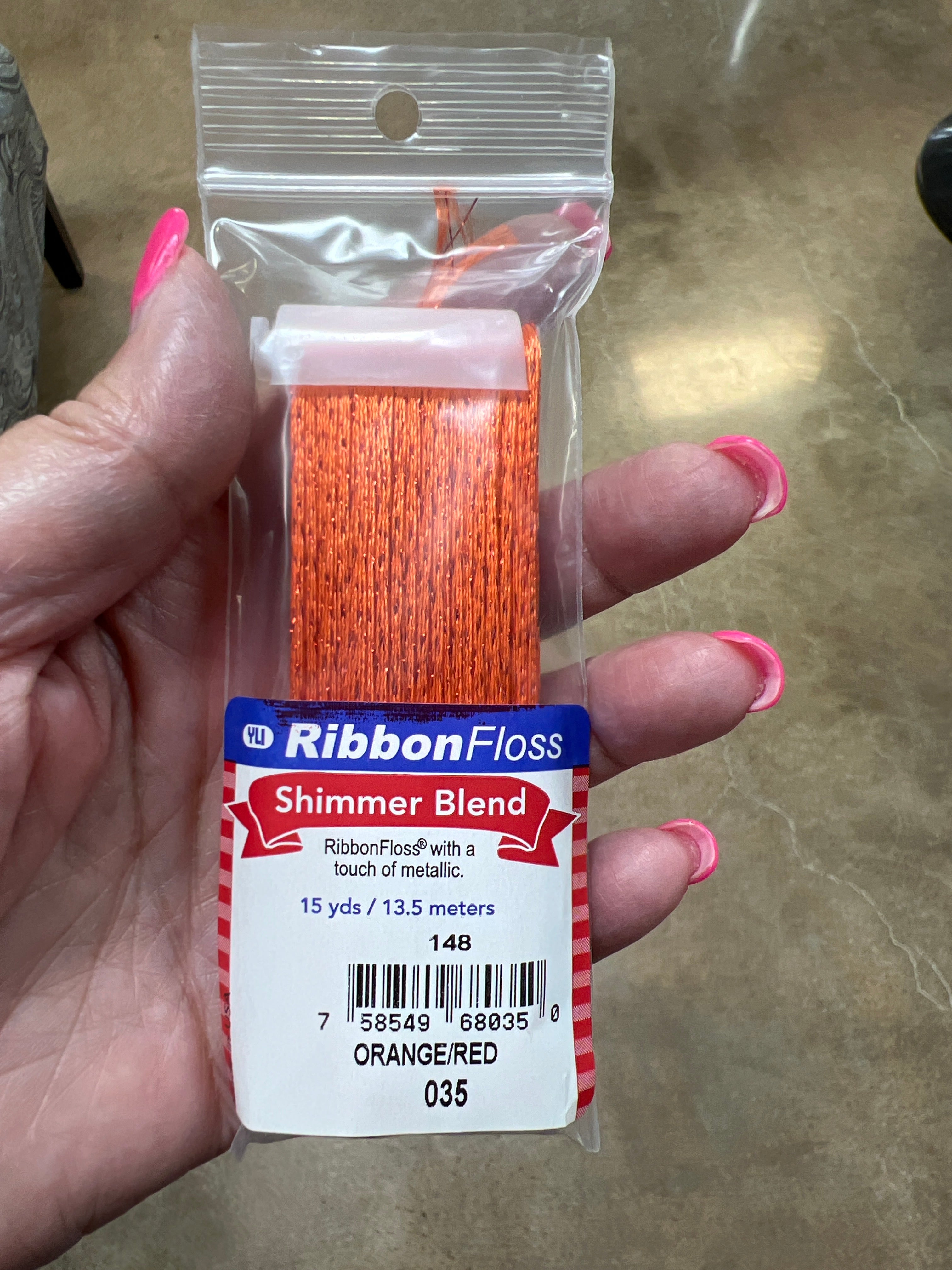 Ribbon Floss Shimmer 148-035 Orange / Red