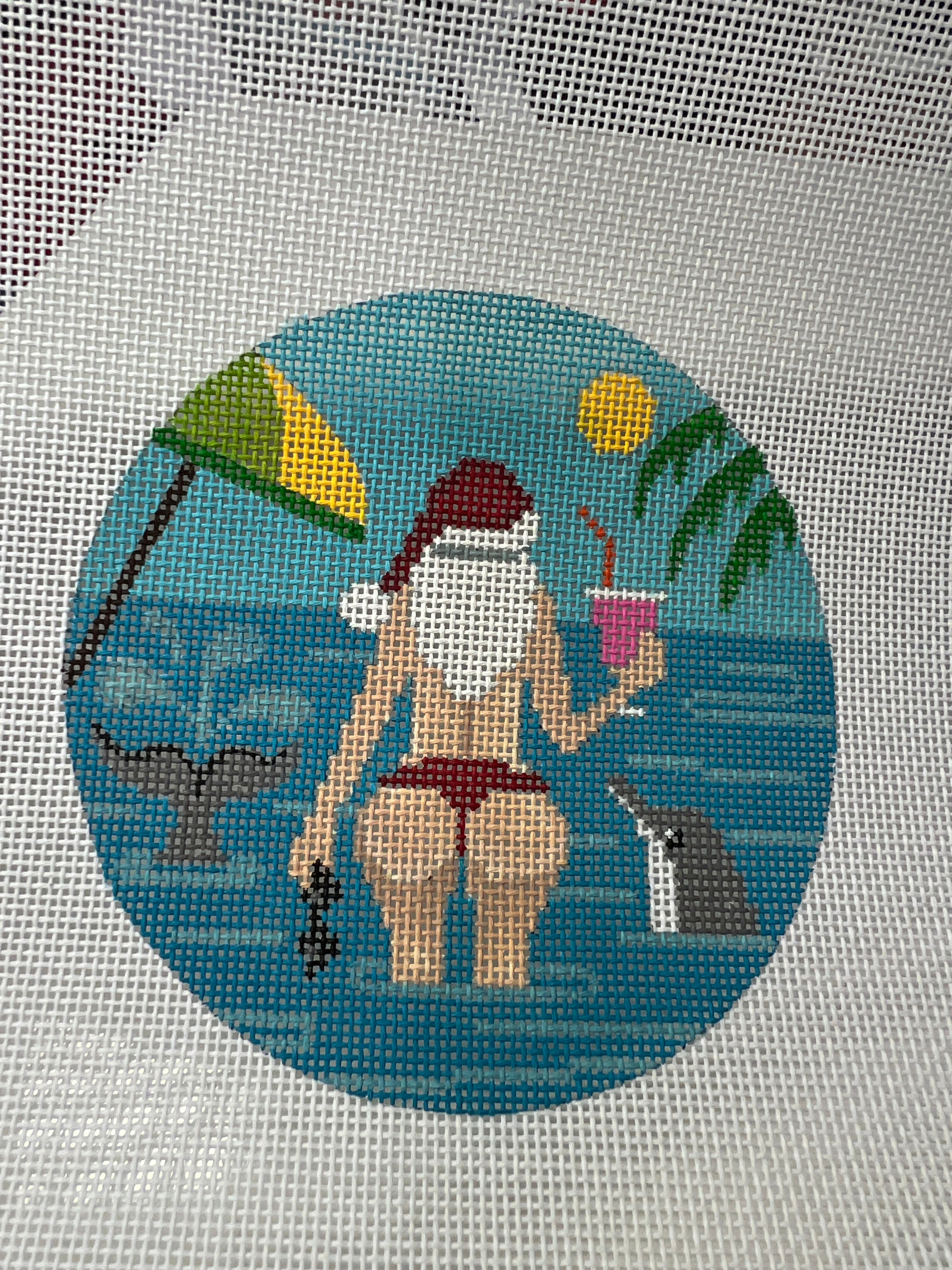 Mrs. Santa Drinking w/ Dolphins