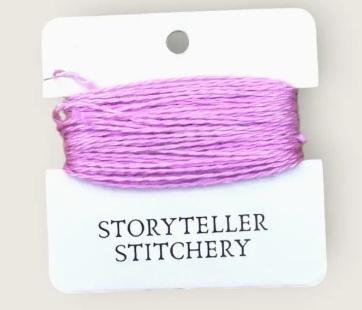 Hand-dyed embroidery thread skein on card, light pink with fine heathering