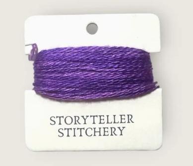 Hand-dyed embroidery thread skein on card, rich purple with subtle variegation