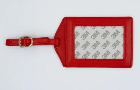 Leather Luggage Tag - Red