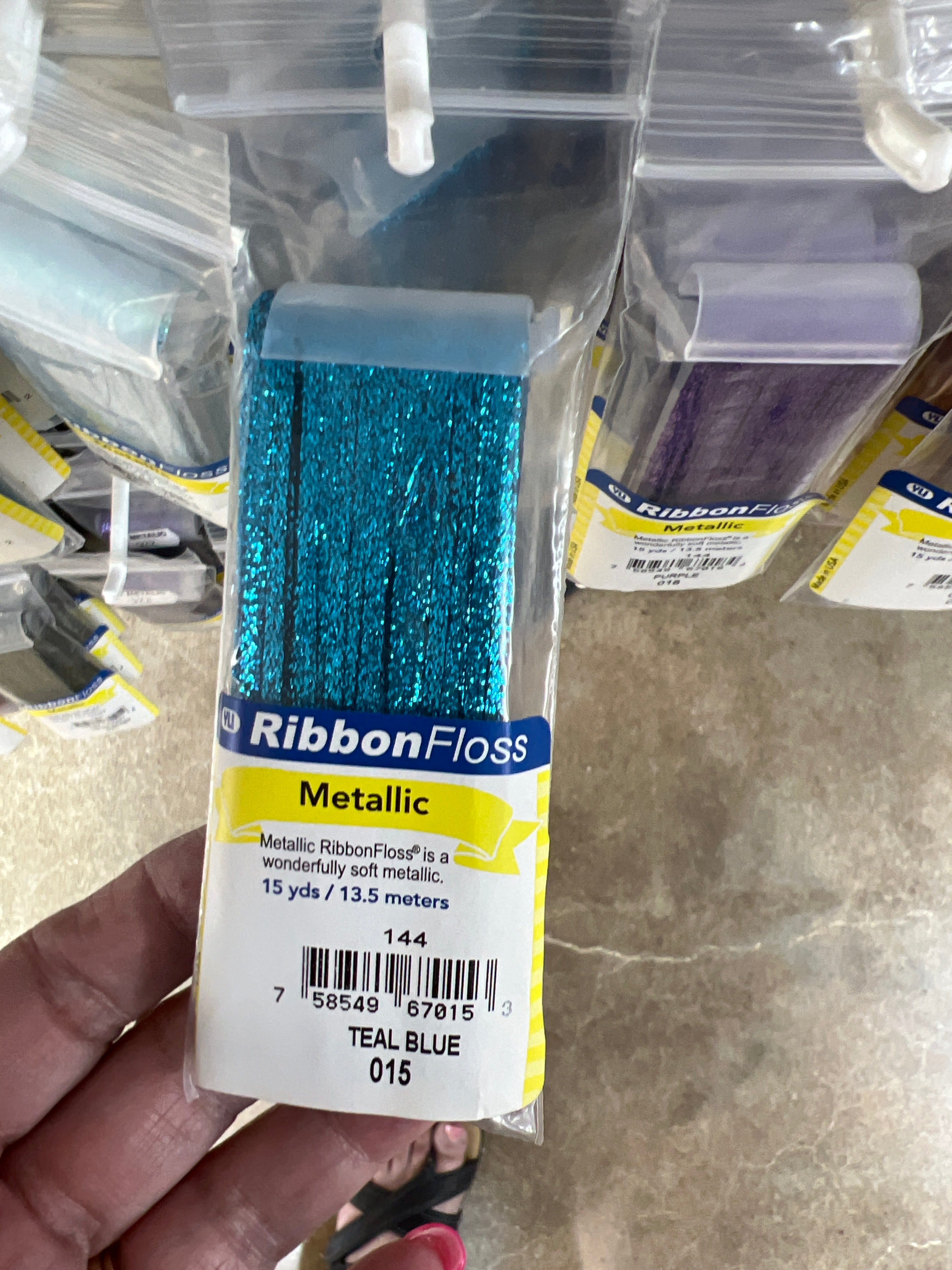 Ribbon Floss Metallic 144-015 Teal Blue