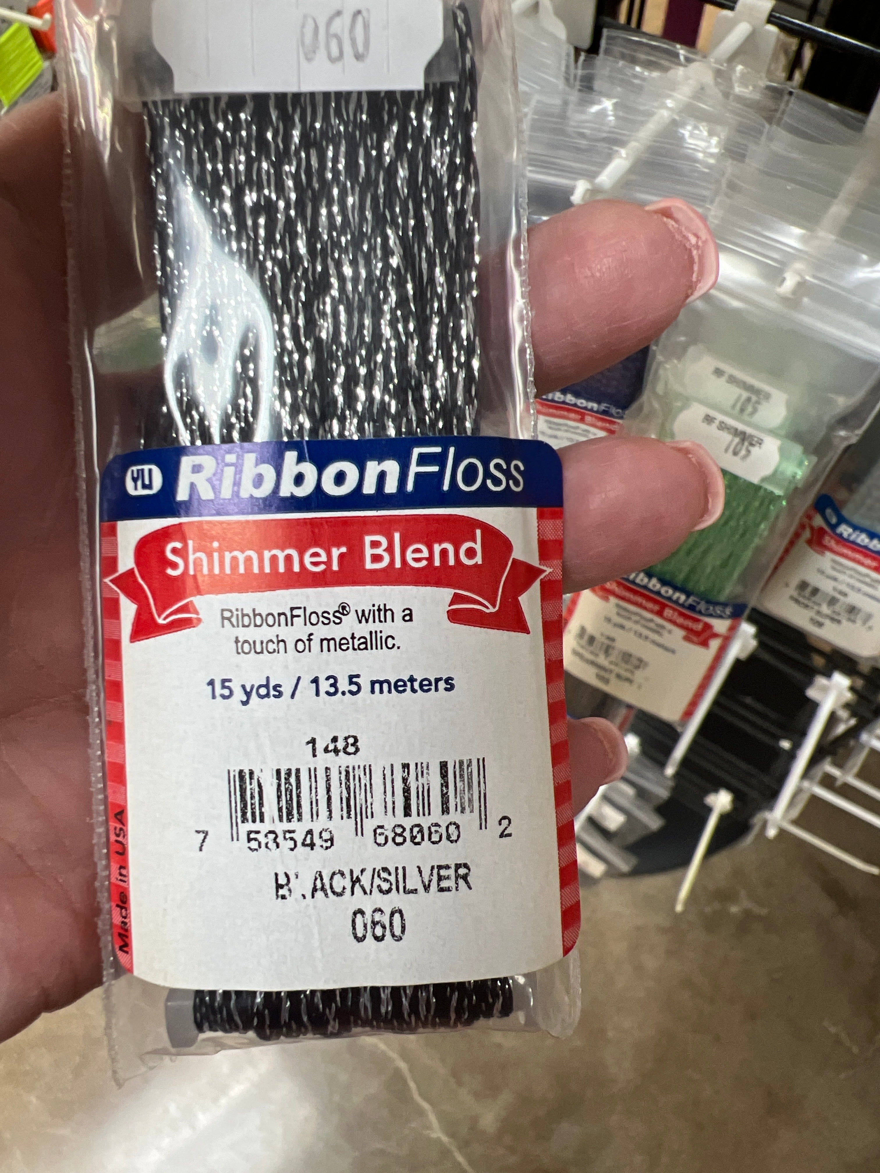 Ribbon floss Shimmer 148-060 Black / Silver