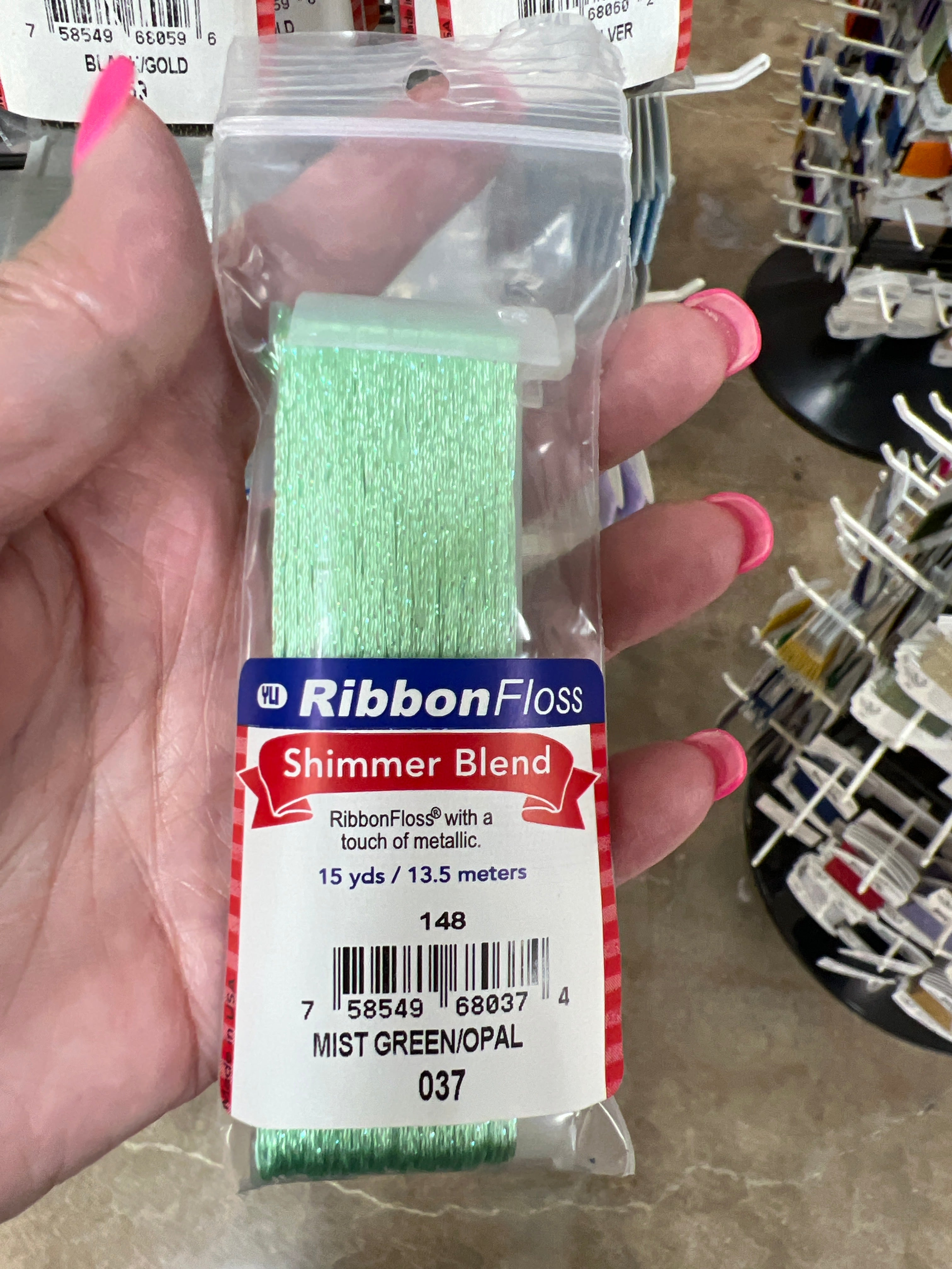 Ribbon Floss Shimmer 148-037 Mist Green / Opal