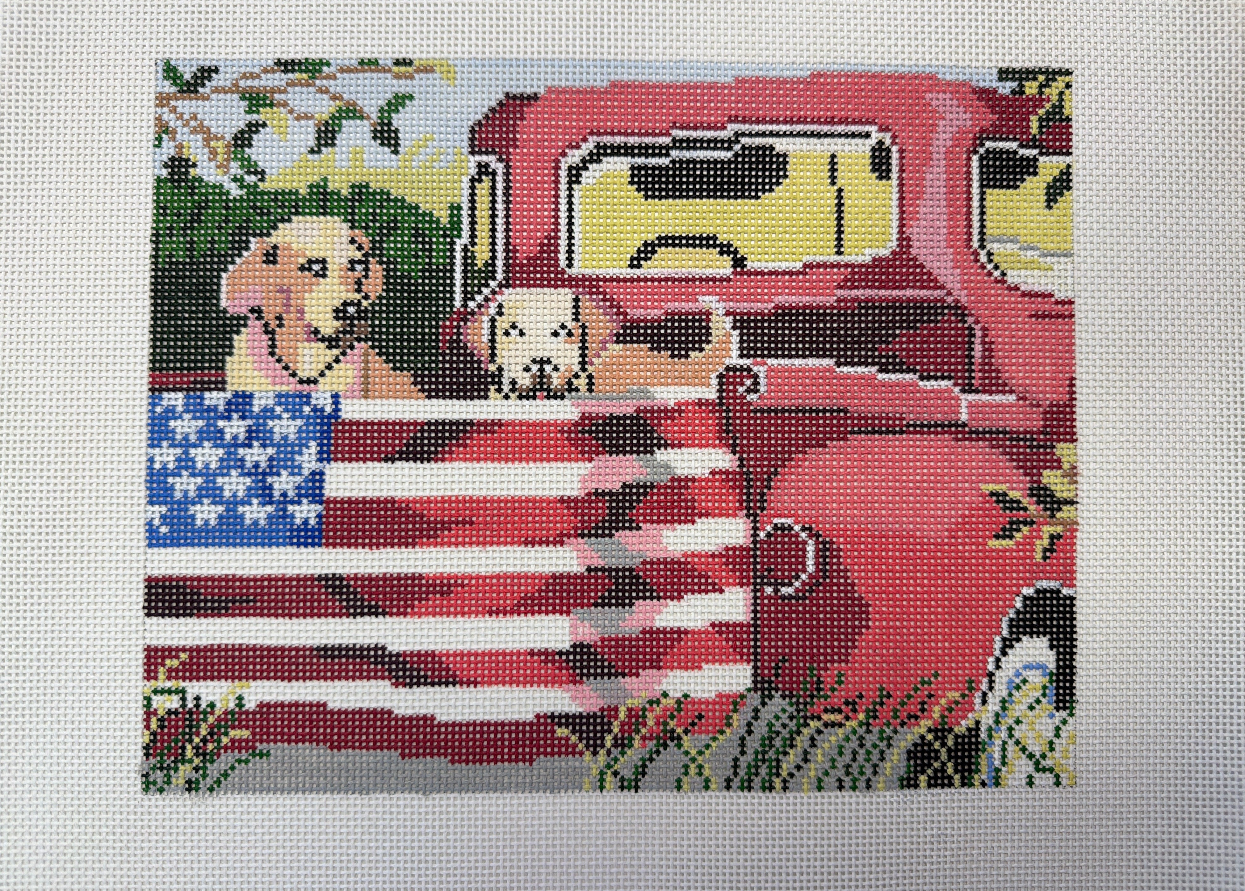 Red Truck & Dogs