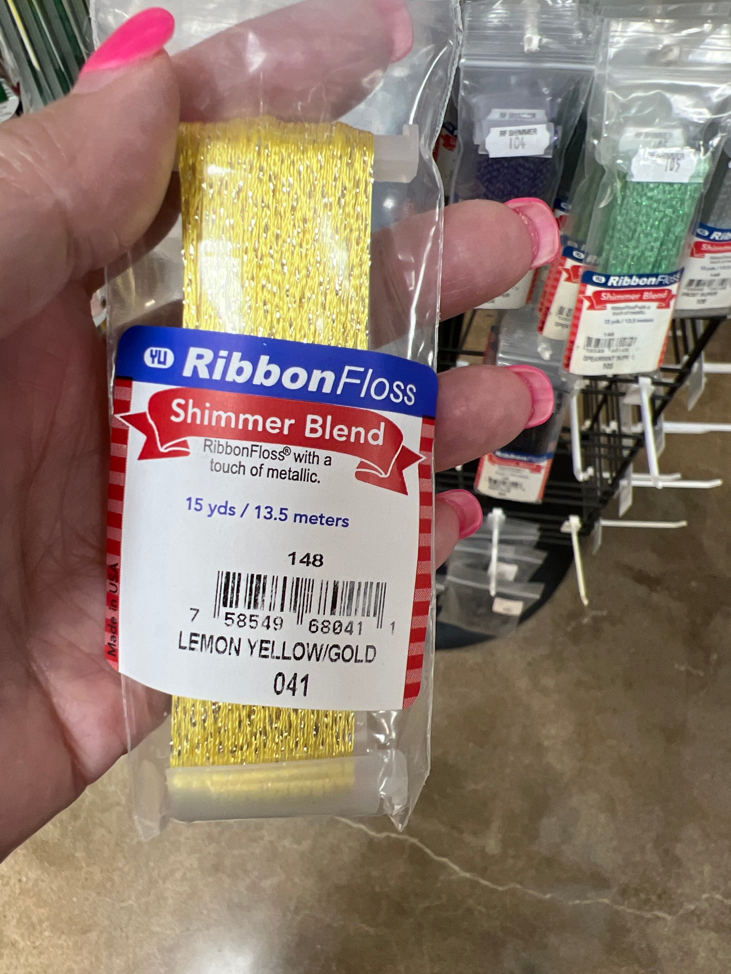 Ribbon Floss Shimmer 148-041 Lemon Yellow / Gold