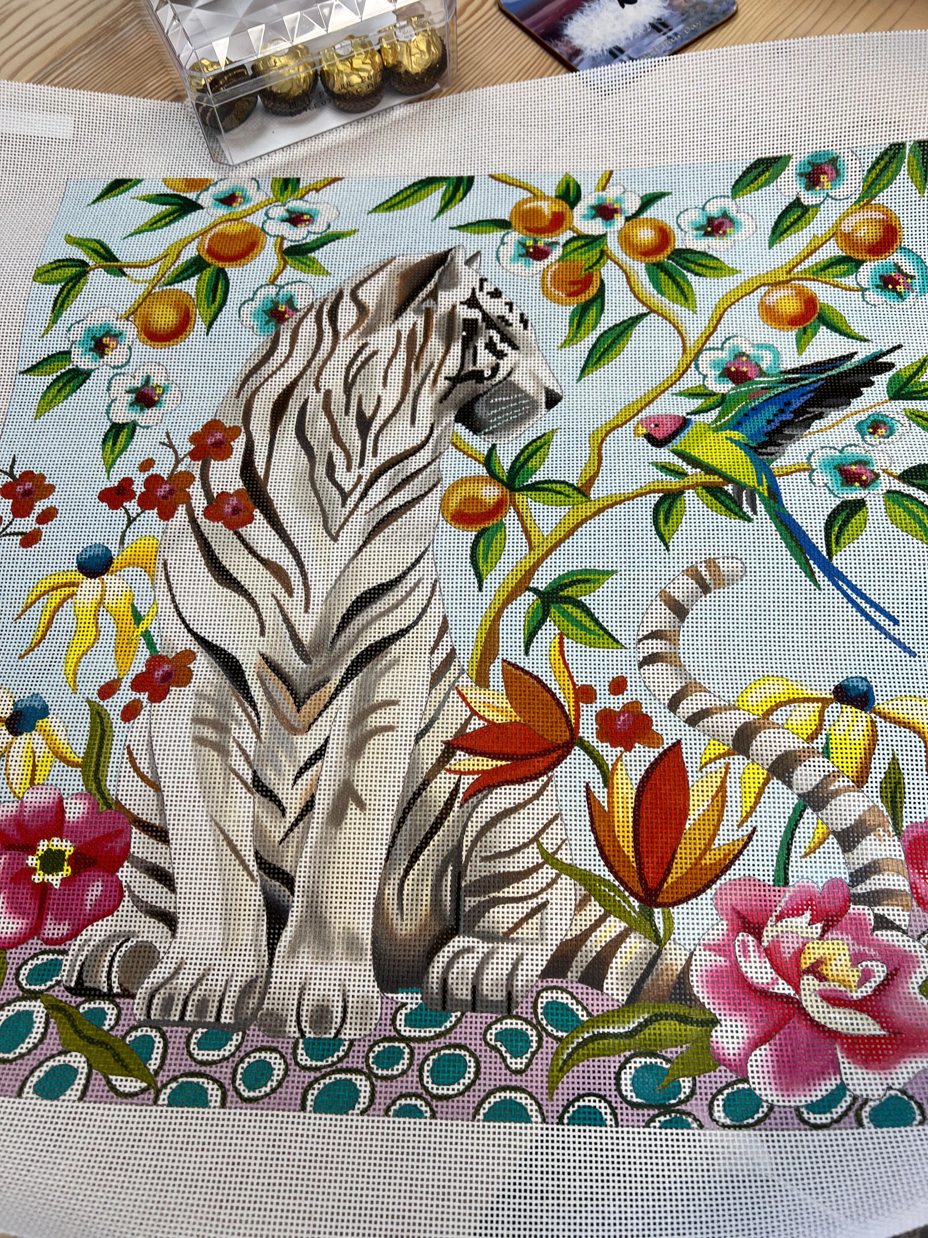 White Tiger on Light Blue  13