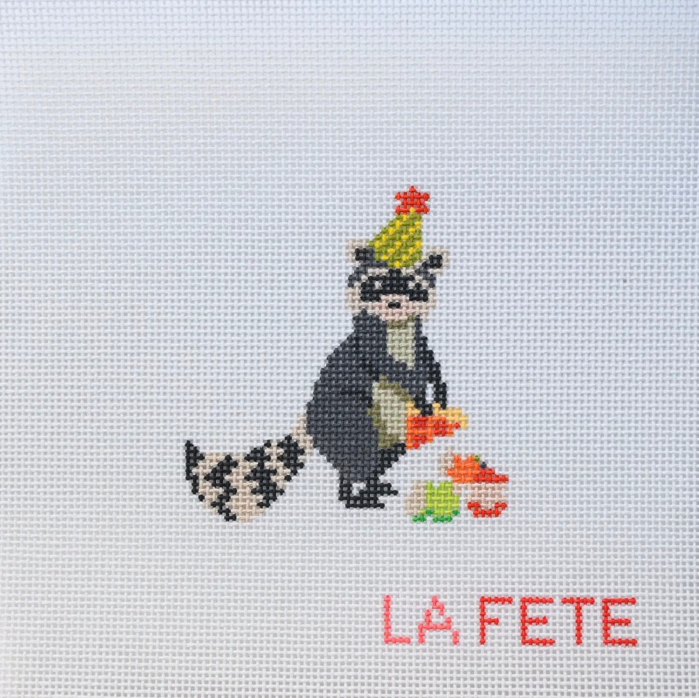 Embroidered party animal patch with black-and-white animal and La FETE text