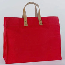 Load image into Gallery viewer, Canvas Box Tote with Leather Handles