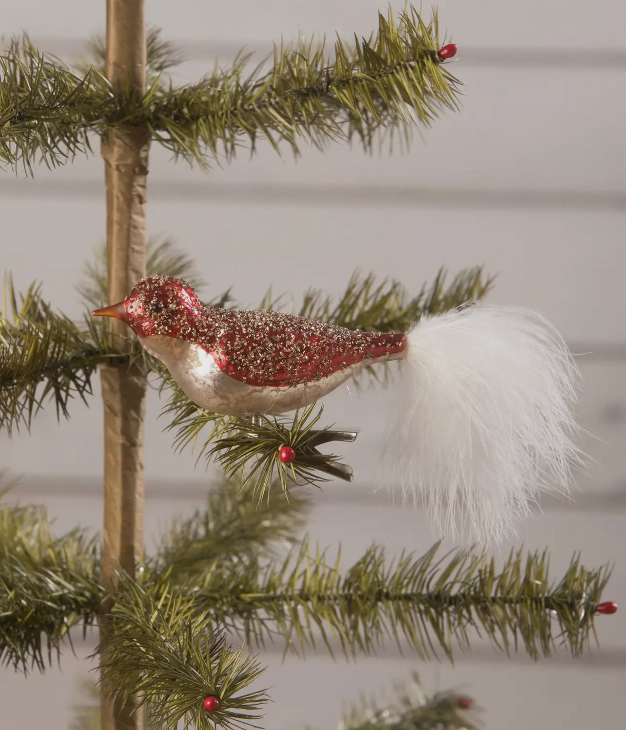 Sparkle Red Bird Clip Ornament