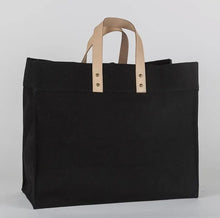 Load image into Gallery viewer, Canvas Box Tote with Leather Handles